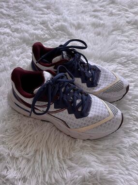 Diadora White Sneakers with Navy and Burgundy Details